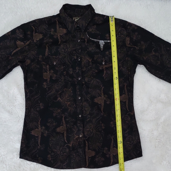 COWGIRL HARDWARE,Black and Brown Western Shirt, Size XL - Picture 15 of 17